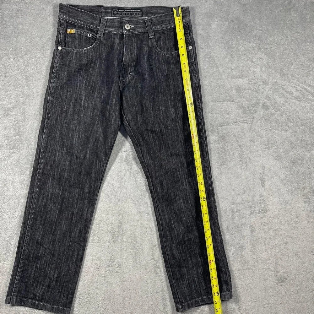 Southpole Jeans Men 32 31x29 Acid Washed Black Straight Leg Denim Streetwear Y2K